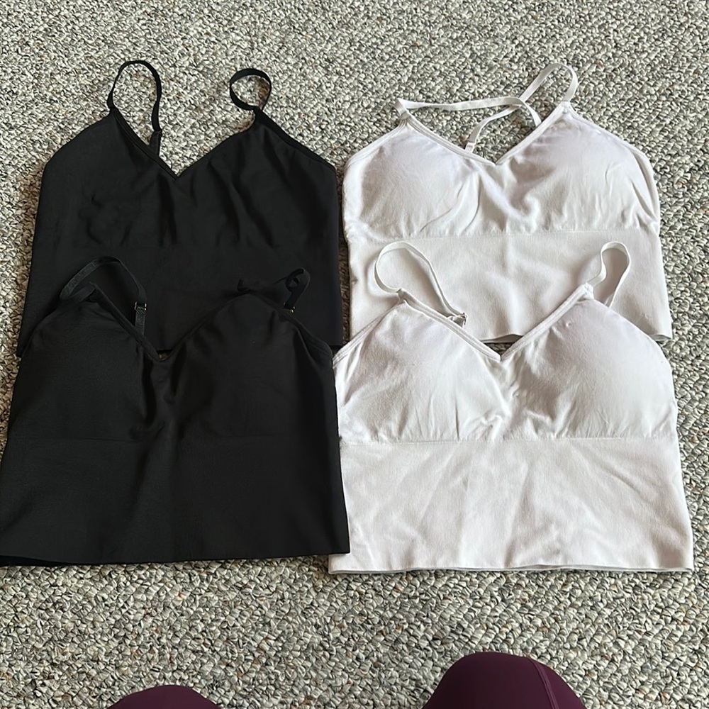 Longline Sports Bras 2 white & 2 black